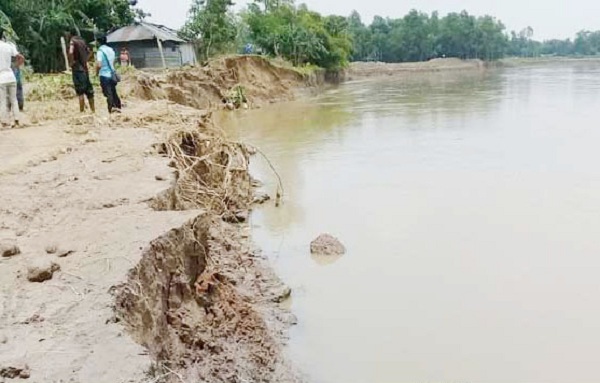 কমলগঞ্জে ধলাই নদীর ভাঙ্গনে বিলীন হচ্ছে বসতভিটে